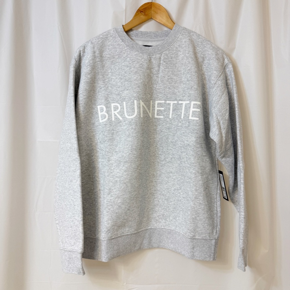 Brunette The Label Core Crew BRUNETTE Pebble Grey S/M NWT